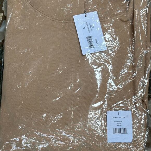 WEWOREWHAT NWT Oversized Cotton Hoodie Tan Retail 110.00 Size Small - Picture 6 of 7